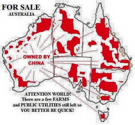 Our very own jewish government are using Chinese shell corporations to buy up Australia... so you will never realise, that they are selling Australia very cheap to themselves... WAKE UP!!