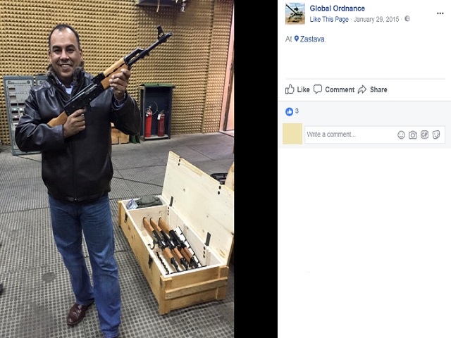 Marc Morales uploaded photos on January 29, 2015, of him testing weapons at the Zastava factory, Kragujevac, Serbia. (Photo: Facebook)