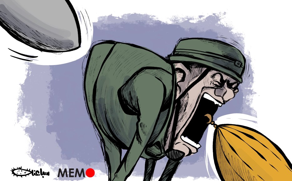 Israel is carrying out war crimes against worshippers at Al Aqsa Mosque - Cartoon [Sabaaneh/MiddleEastMonitor]