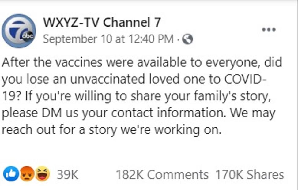 local detroit tv asks for stories of unvaxxed dying from covid – gets over 180k responses of vaccine injured and dead instead