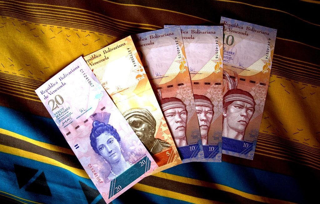 The bolívar soberano, the official currency of Venezuela