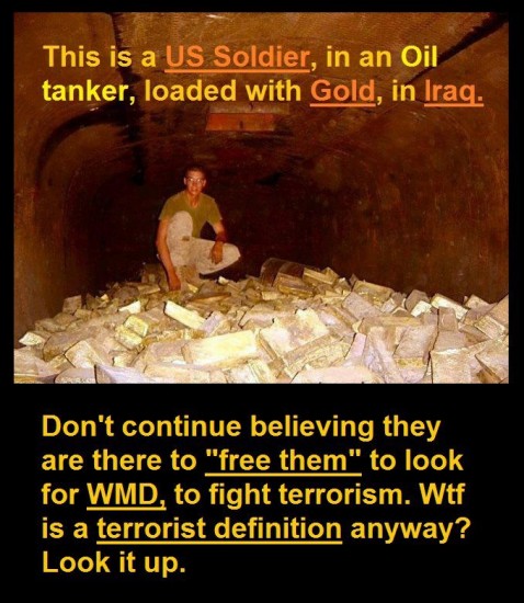 USA soldier in an oil tanker loaded with gold in Iraq