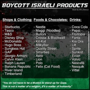 Israel Products to boycott