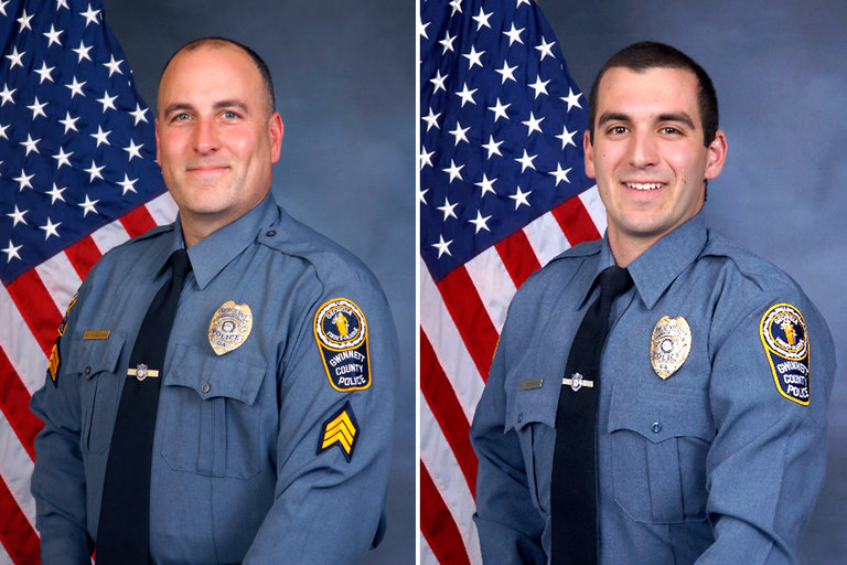 Sgt. Michael Bongiovanni, left, and Officer Robert McDonald were fired from the Gwinnett County Police Department in Georgia.