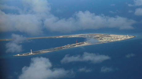 An aerial view of Subi Reef at Spratly Islands in disputed South China. © Francis Malasig