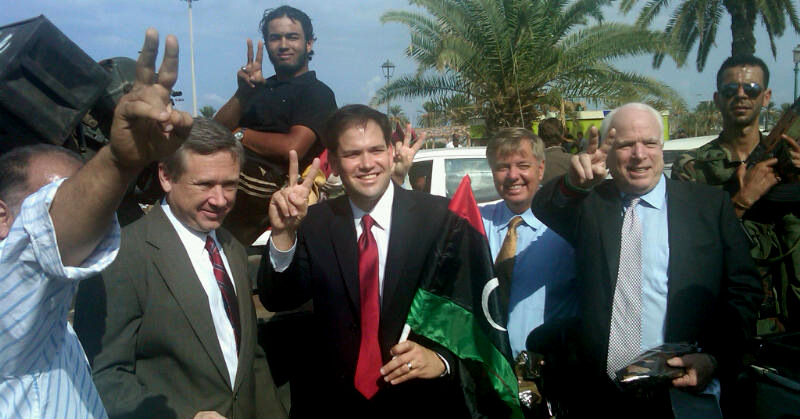 Republican U.S. Sens. Mark Kirk of Illinois, Marco Rubio of Florida, Lindsey Graham of South Carolina, and John McCain of Arizona, visit Libya. 