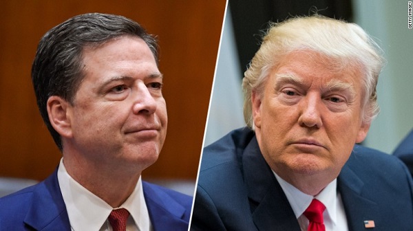 James Comey, left, removed from office by President Trump, right