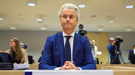Wilders appeared in court with his trademark peroxide blonde hair. © Michael Kooren