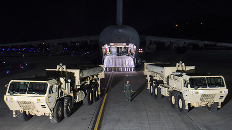 The first elements of the US-built Terminal High-Altitude Area Defense (THAAD), Pyeongtaek, Seoul March 6, 2017. © US Forces Korea