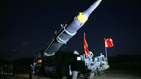 North Korean leader Kim Jong Un inspects the long-range strategic ballistic rocket Hwasong-12 © Reuters 