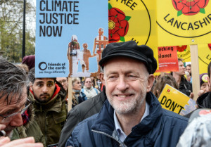 Jeremy Corbyn protesting for climate justice