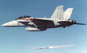 A Super Hornet E/F firing an AIM-120 advanced medium-range air-to-air missile (AMRAAM). (archives)