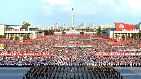A general view shows a Pyongyang city mass rally held at Kim Il Sung Square on August 9, 2017 © Reuters 
