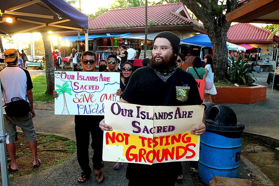 Guamanians protest the use of their land for military exercises and testing. (Photo: Michael Lujan Bevacqua)