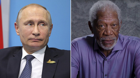 Russian President Vladimir Putin (L) and US actor Morgan Freeman © Reuters / YouTube