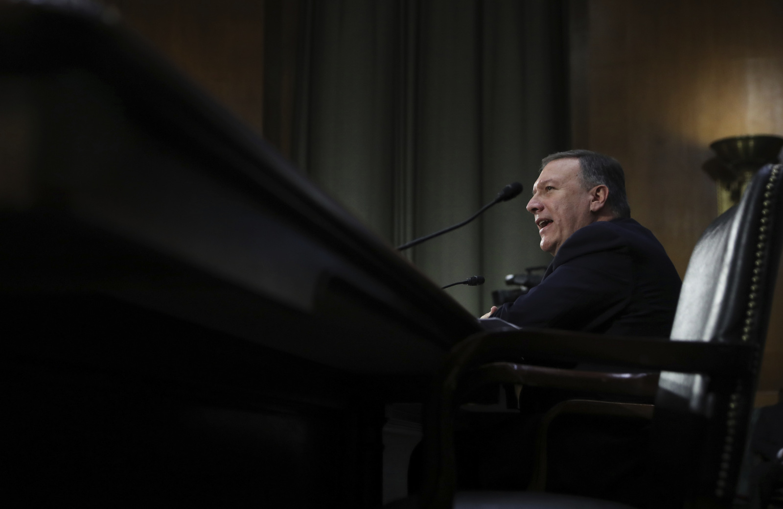 CIA Director Michael Pompeo testifies on Capitol Hill in Washington, Thursday, Jan. 12, 2017, at his confirmation hearing before the Senate Intelligence Committee. (AP/Manuel Balce Ceneta)