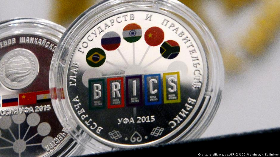 A commemorative silver coin issued by the he Central Bank of Russia for the July SCO and BRICS summits in Ufa, June 2015.