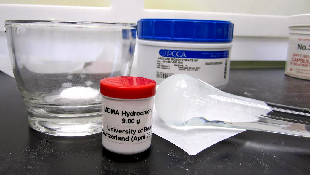 A bottle of medicinal MDMA being used in research by the Multidisciplinary Association for Psychedelic Studies. (Photo: MAPS)
