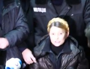 Tymoshenko after her release from jail en route to the Euromaidan riots.