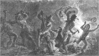 The English commander John Mason declared that the attack against the Pequot was the act of a God who “laughed his Enemies and the Enemies of his People to scorn making [the Pequot] as a fiery Oven . . . Thus did the Lord judge among the Heathen, filling [Mystic] with dead Bodies.” The Narragansett and Mohegan warriors with the English were horrified by the actions and “manner of the Englishmen’s fight . . . because it is too furious, and slays too many men.” The Narragansett returned home and no longer participated in the war. This image is courtesy of forquignon.com.