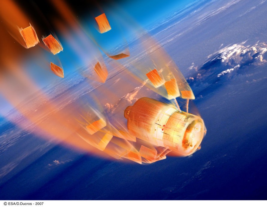 European Space Agency, re-entry, burning, spacecraft, automated transfer vehicle, space, atmosphere