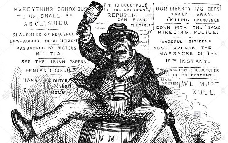 Thomas Nash's racist cartoon depicting Irish immigrant, 1871.