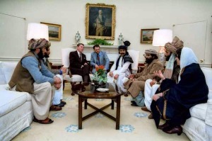 Ronald Reagan meets Afghan Mujahideen Commanders at the White House in 1985 (Reagan Archives)