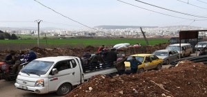 Civilians around Afrin fleeing Turkish and FSA troops.