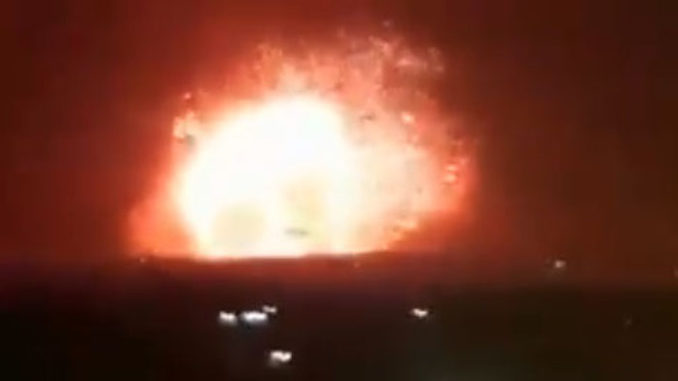 An Israeli airplane has dropped a tactical nuclear bomb on a Syrian ammunition depot, according to local reports.