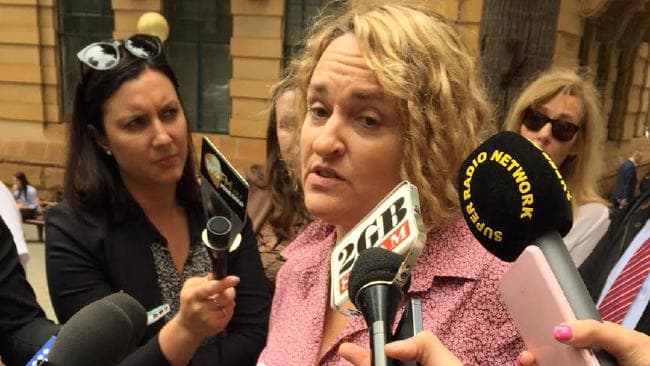 Explosive allegations ... Fiona Barnett speaks to the media in Sydney. Pic: Liz Burke.