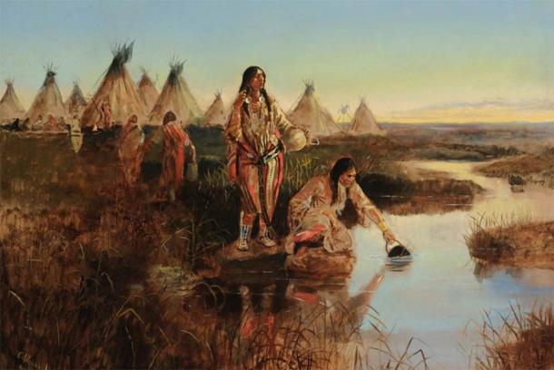 ‘Water for Camp,’ painting by Charles M. Russell. (Public Domain)