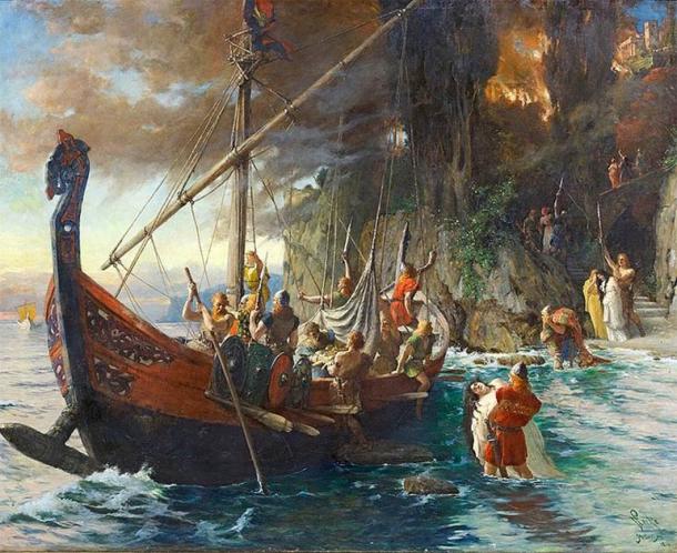 Vikings were feared for their vicious raids and attacks. This 1901 painting by Ferdinand Leeke shows them with their signature helmets which were used as essential personal protective equipment by Viking warriors. (Public domain)