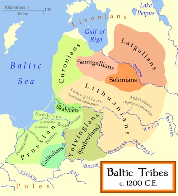 A map of the Baltic Tribes, about 1200 AD. (MapMaster / CC BY-SA 3.0)