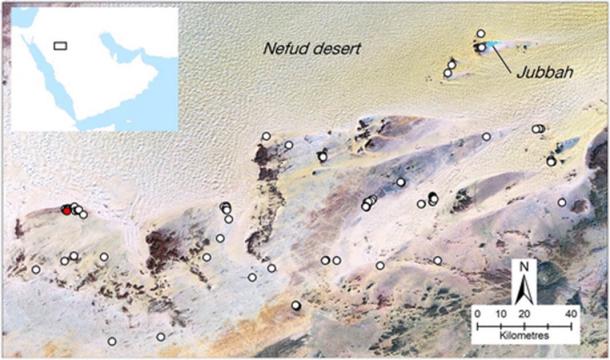 Location of the primary mustatils found in the northeast of Saudi Arabia (Groucutt et al. / The Holocene)