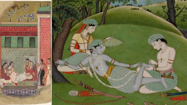  Left: The Death of King Dasharatha, the Father of Rama: A Ramayana Islamic, Mughal period folio (1526–1858), ca. 1605. Right: Rama, Sita, and Lakshmana Begin Their Life in the Forest India, Punjab Hills, kingdom of Kangra, ca. 1800–1810. (Credit: The Met New York Ramayana exhibition on Architectural Digest)