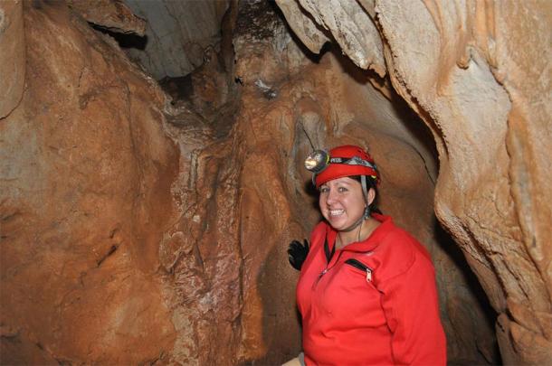 Kathleen Johnson collecting stalagmite samples from caves in Northern Laos to create a paleoclimate record for the study. (Amy Ellsworth / Eureka Alert)