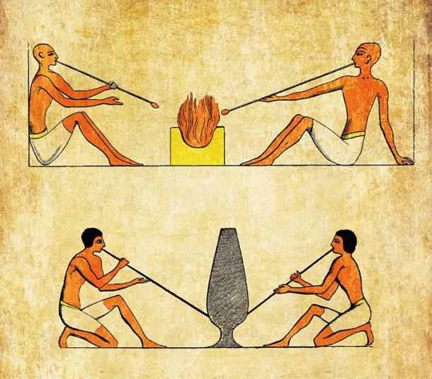 Ancient Egyptian glassblowers. (acrogame/Adobe Stock)