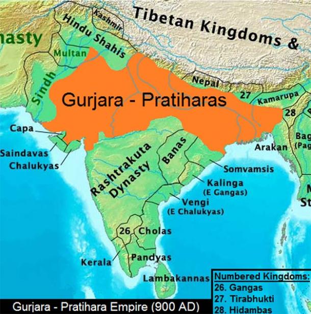 Gurjara Pratihara Empire in 900 AD. (Thomas Lessman / CC BY-SA 3.0)