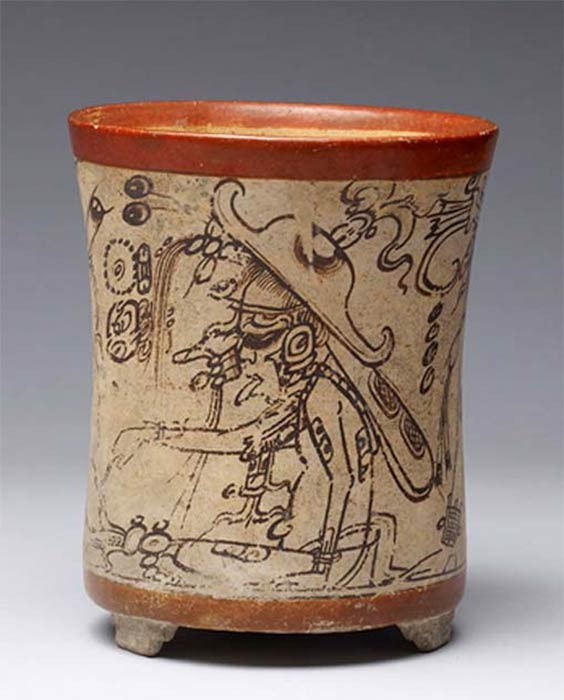 Ah-Muzen-Cab or Mok Chi, shown with insect wings, perhaps patron deity of beekeepers, on a codex-style Maya vessel. ( Public Domain )