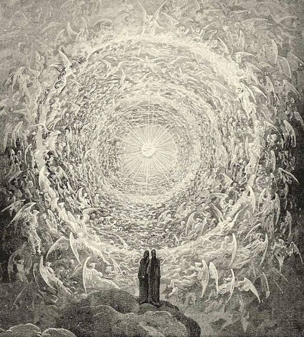 Dante’s Paradise as depicted by Gustave Dore. Dante and Beatrice gaze upon the highest Heaven, The Empyrean.