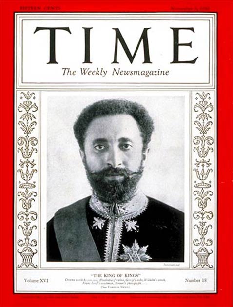 The cover of Time Magazine, from November 3, 1930, features Haile Selassie I, the last emperor of Ethiopia.