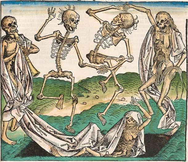 At a time when the plague was sweeping across Europe killing millions, people began to fear that plague victims might come back to haunt the living. Image from the Nuremberg Chronicle, an illustrated encyclopedia completed in 1493. (Public domain)