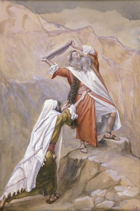 Moses destroying the tables by James Tissot (1896–1902)(Public Domain)