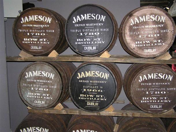 Jameson is a famous whiskey distilled in Dublin, Ireland, and poteen, illegal or legal, would have been made in wooden barrels like these. (Hans-Peter Eckhardt / CC BY-SA 2.0 DE)