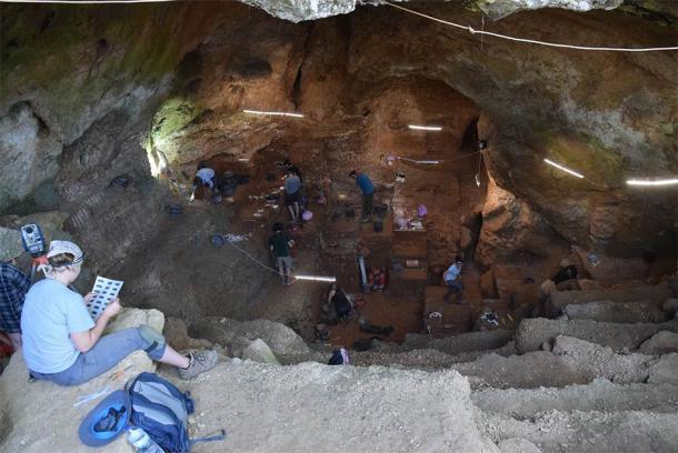 View from the entrance of the Lapa do Picareiro cave during archaeological excavations. (Jonathan Haws / University of Louisville)
