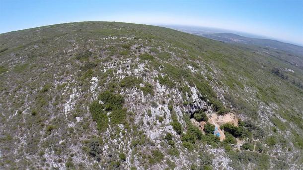 Aerial view of Lapa do Picareiro in central Portugal, where the Aurignacian artifacts were unearthed. (Jonathan Haws / University of Louisville)