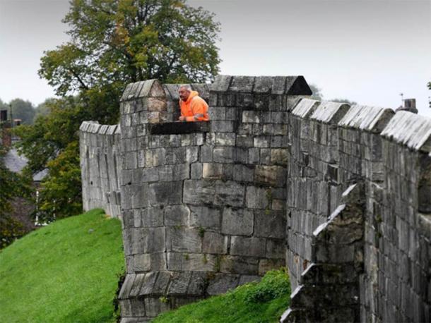 Rampart with crack, giving way to stress from weight of walkway. Simon Hulme / Yorkshire Post