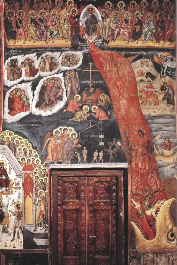 Mural inside the All Saints church, Varlaam monastery, Meteora, Greece