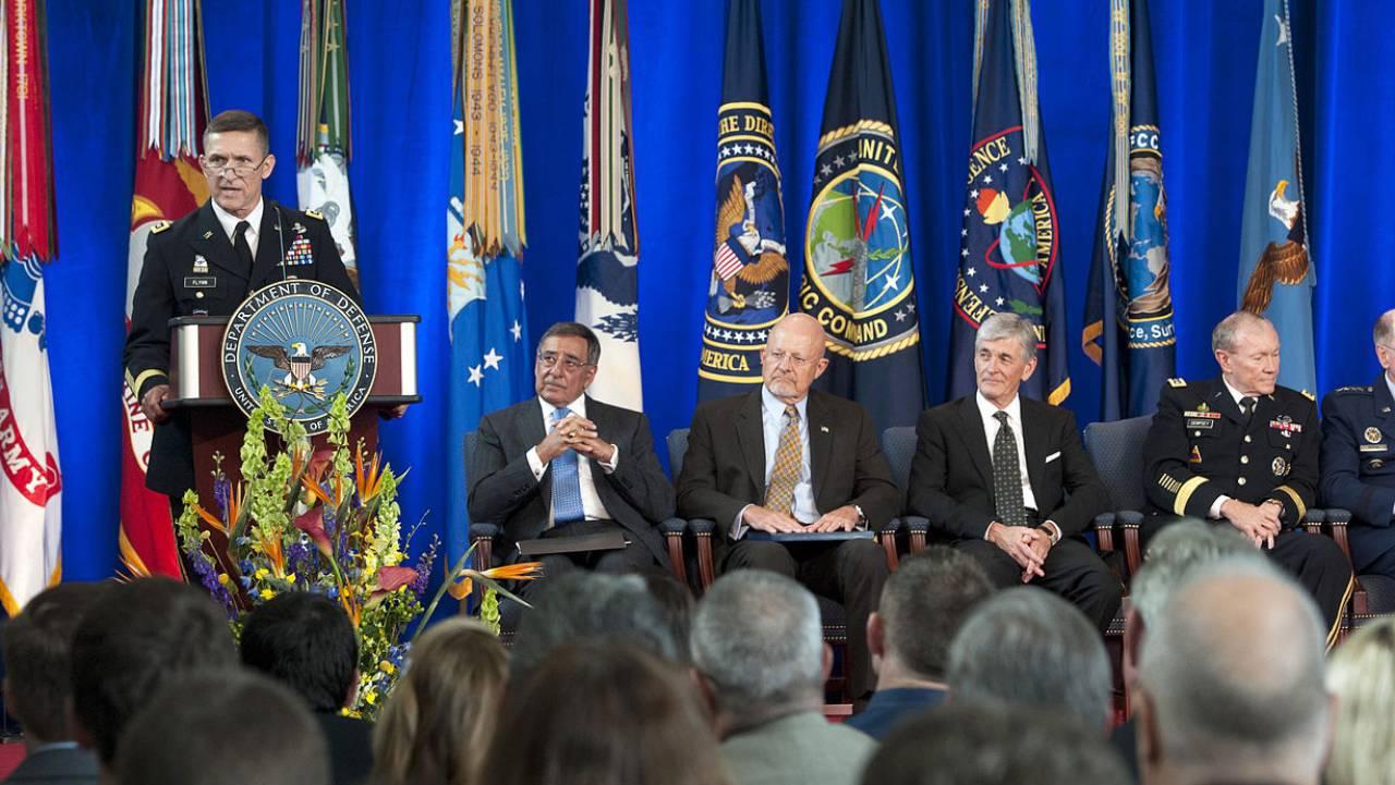 Army Lt. Gen. Michael T. Flynn speaks during the change of directorship for the Defense Intelligence Agency on Joint Base Anacostia-Bolling in Washington, D.C., July 24, 2012. (DoD Photo)