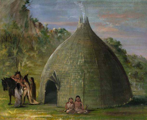 Wichita Lodge, Thatched with Prairie Grass (1834-1835) by George Catlin